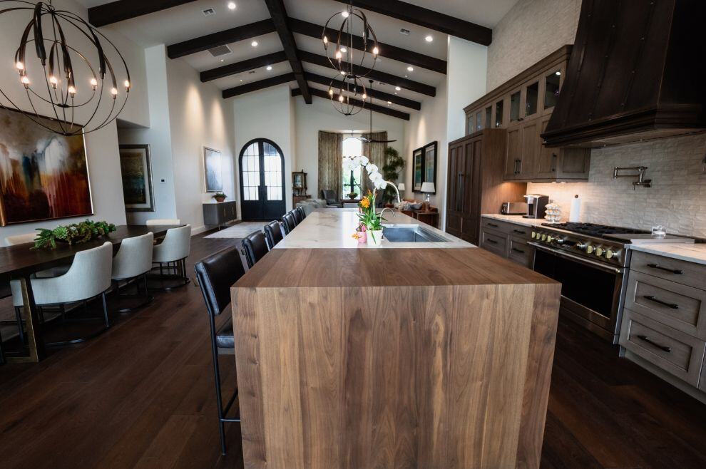 Open layout kitchen remodel with dark interior design style